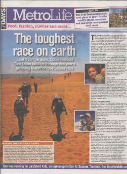 Marathon des Sables in MetroLife Magazine